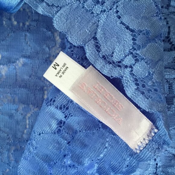 VICTORIA’S SECRET Blue Lace Halter Teddy Women’s Bodysuit Lingerie M Retro Y2K - Picture 8 of 8